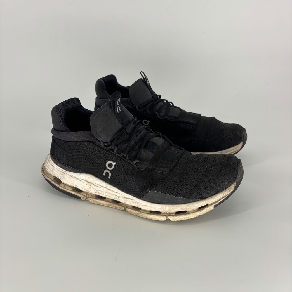On Cloudnova Shoes Black Phantom/White Women Size 10.5 Running Athletic Comfort